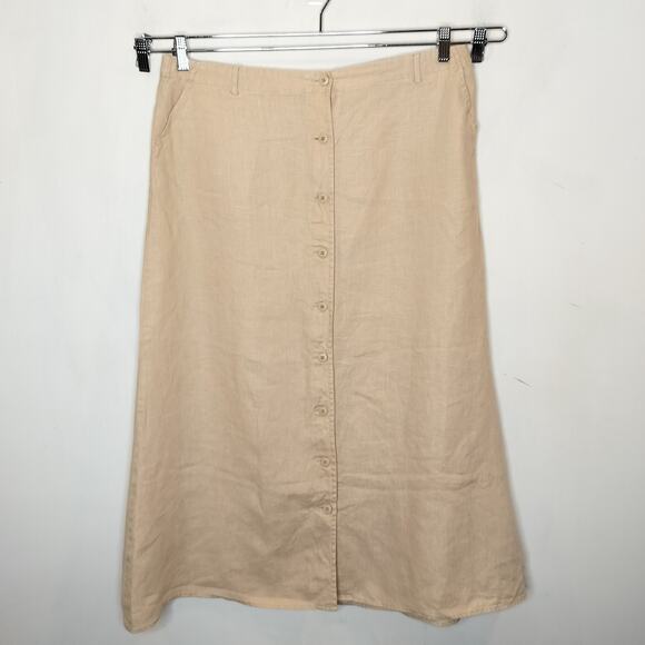 Autograph New York Linen Maxi Skirt Button Up Beige Natural - Picture 1 of 9